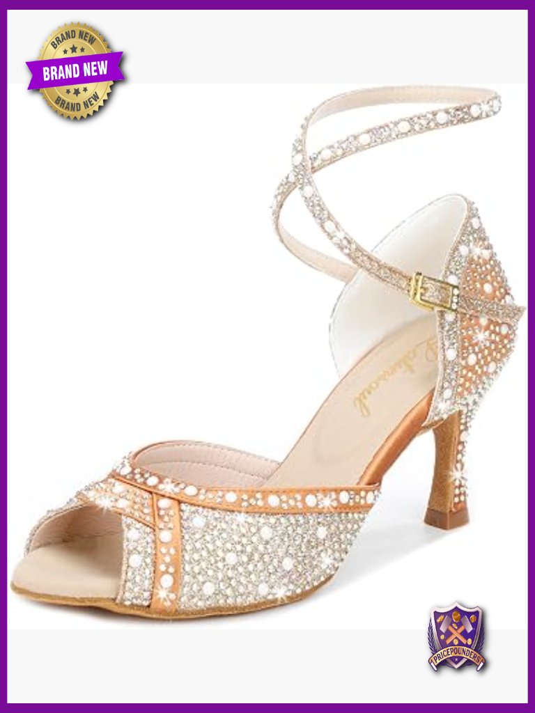 Women's Open-Toe Latin Dance Shoes With Crystal Decoration High Heel
